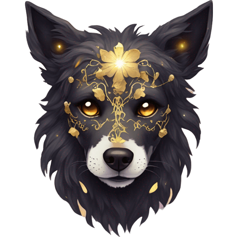 iridescent kintsugi fluffy zombie black brown gold dog fox head zombie skeleton gold mechanical nebula galaxy stars colorful flowers fairy lights vintage zombie emoji