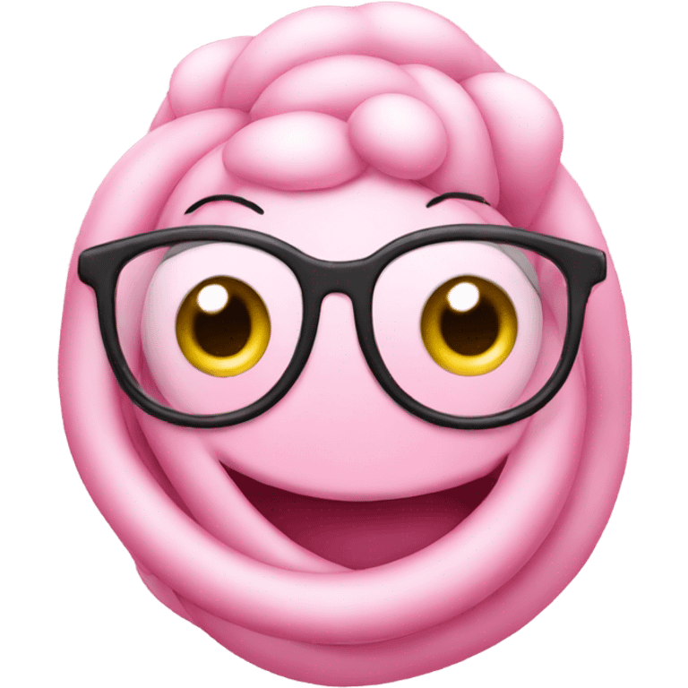 light pink worm wearing glasses emoji