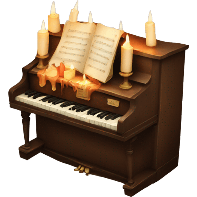 vintage piano with melted candles on top emoji