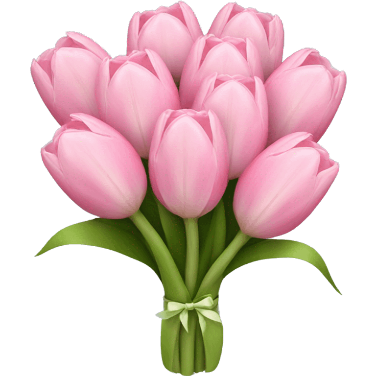 Pastel pink tulip bouquet with bow emoji