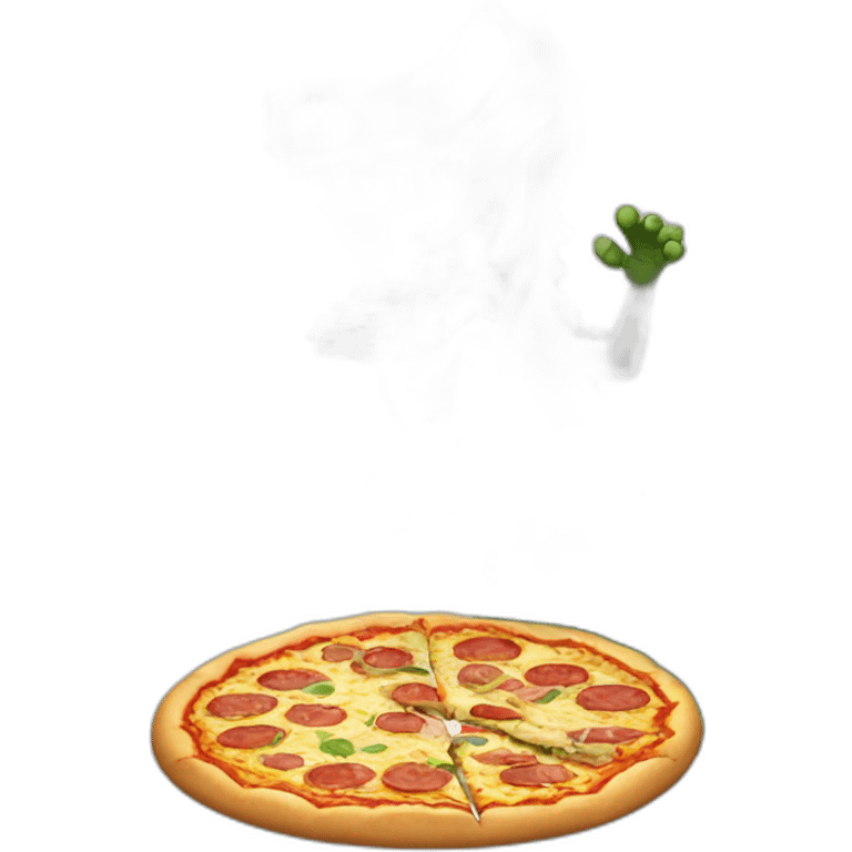 man eating a pizza kicking crocodile emoji