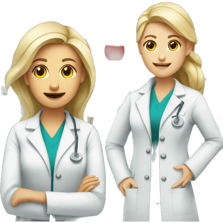 Chemist in lab next to blonde female doctor emoji