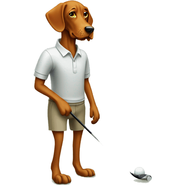 Vizsla playing golf emoji