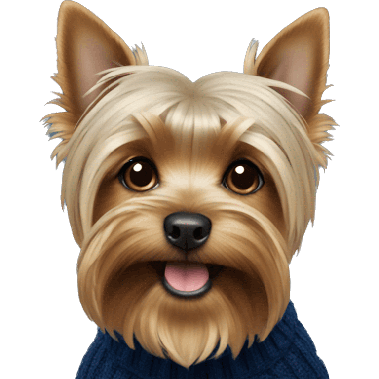 Yorkshire Terrier with a dark blue sweater emoji