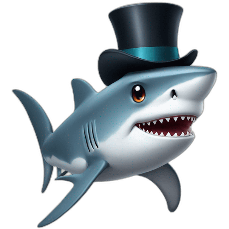 Shark with a top hat emoji