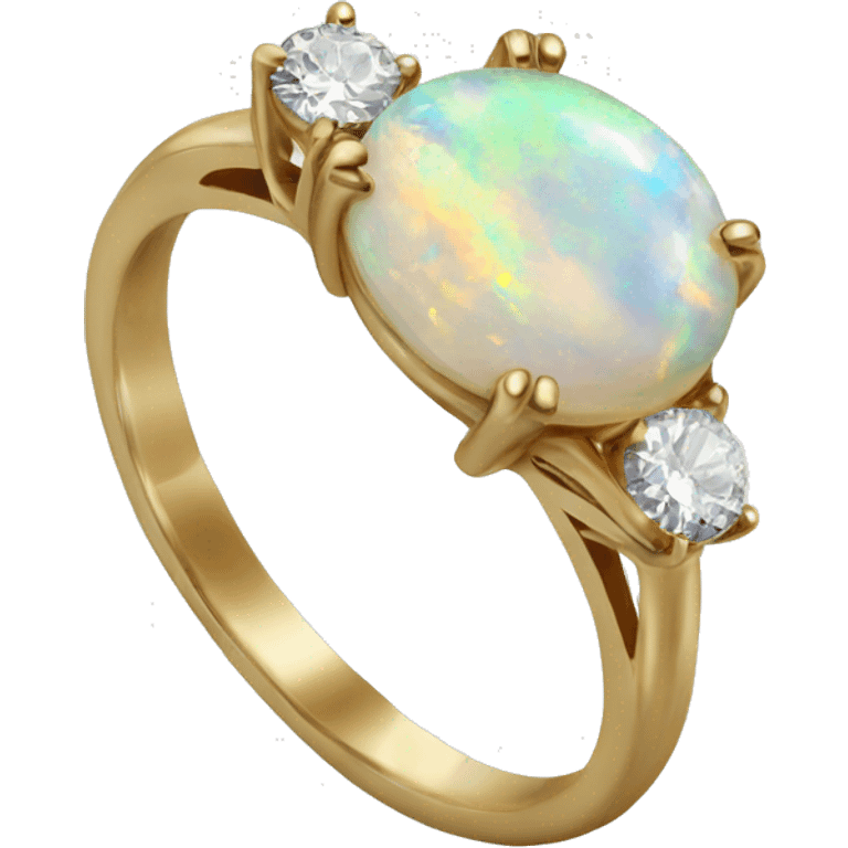 realistic opal ring with two diamonds emoji