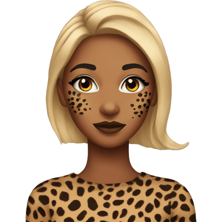 a girl with cheetah print makeup on her face emoji