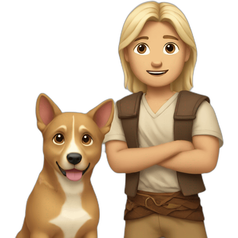 Pocahontas pets little white blonde boy called ludwig emoji