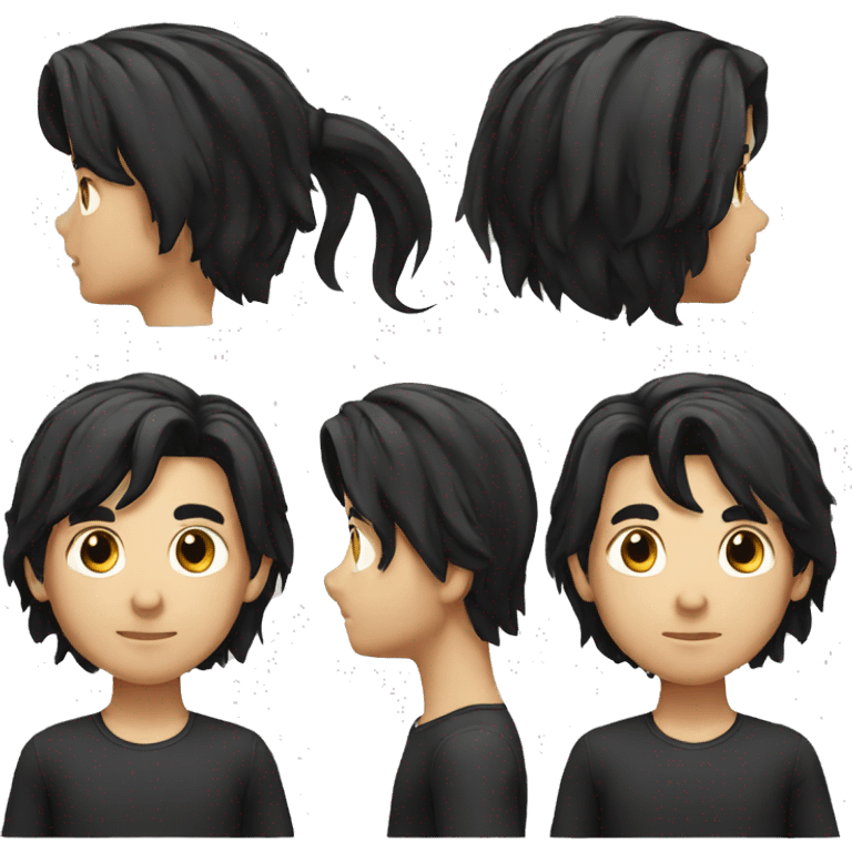 Male long black Hair emoji