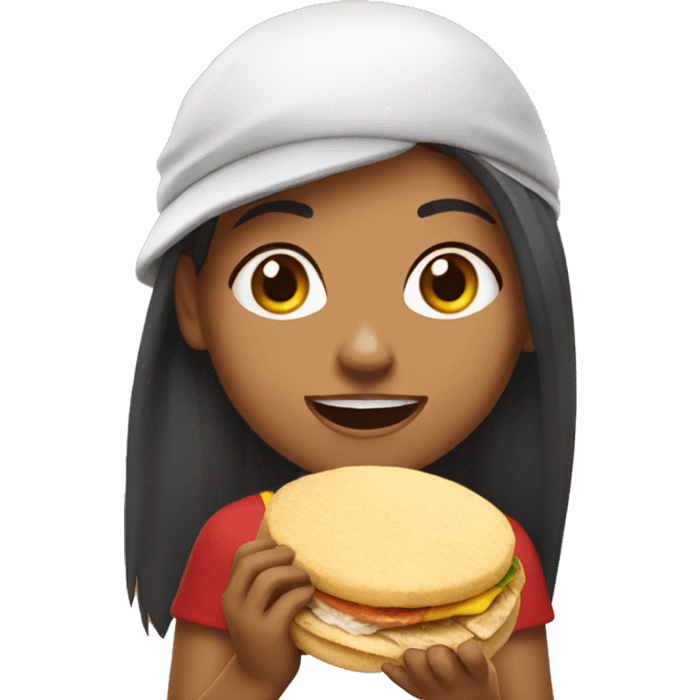 Venezuelan girl eating arepa emoji