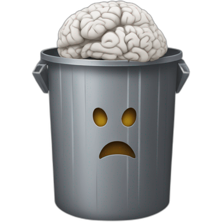 a trash can with brain instead of the lid emoji