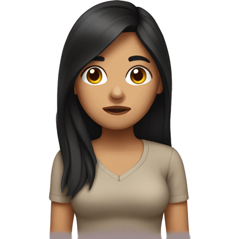 Hispanic female with long black hair super tired  emoji