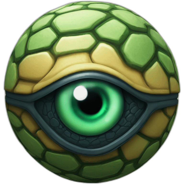 3d sphere with a cartoon Turtle skin texture with Eye of Horus emoji