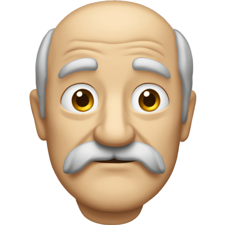 Short pudgy old man over enthusiastic face bald forehead long wavy gray and brown hair moustache Shakespearean emoji