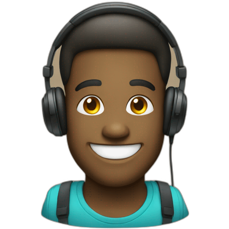 Smiling emoji wearing headphones  emoji