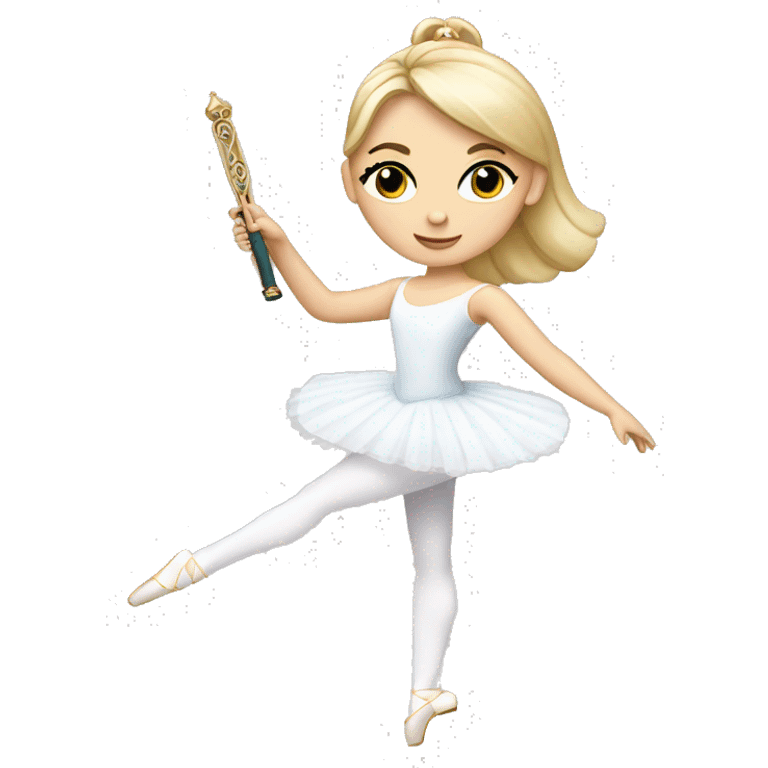 a white ballerina with blond hair holding a nutcracker  emoji