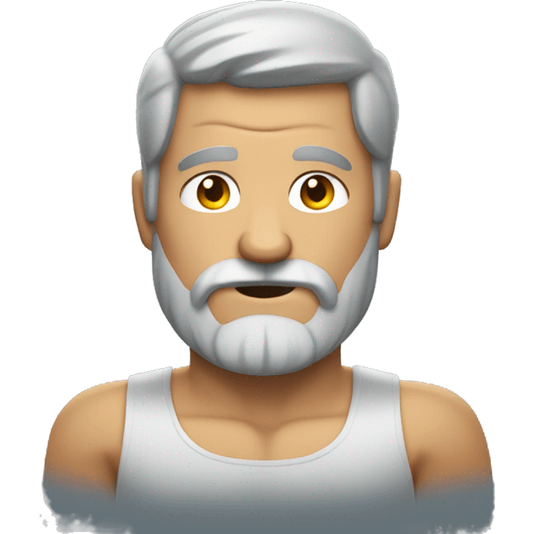 Big gray man with muscles and small beard emoji