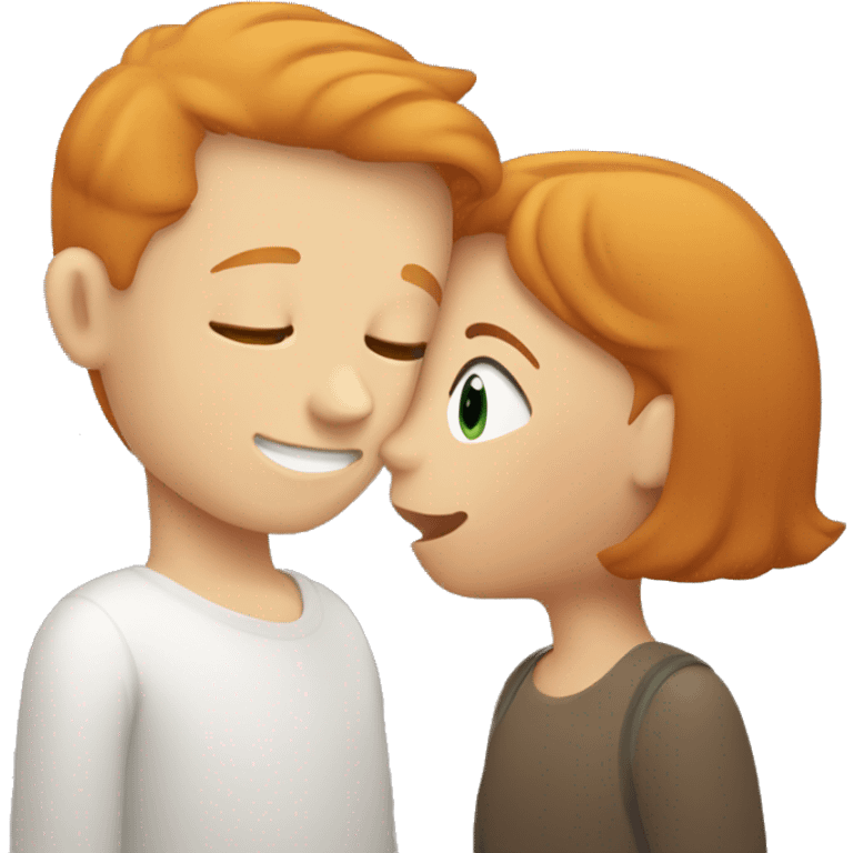  ginger girl kissing with white buzzcut brownhaired boy clasic emoji emoji