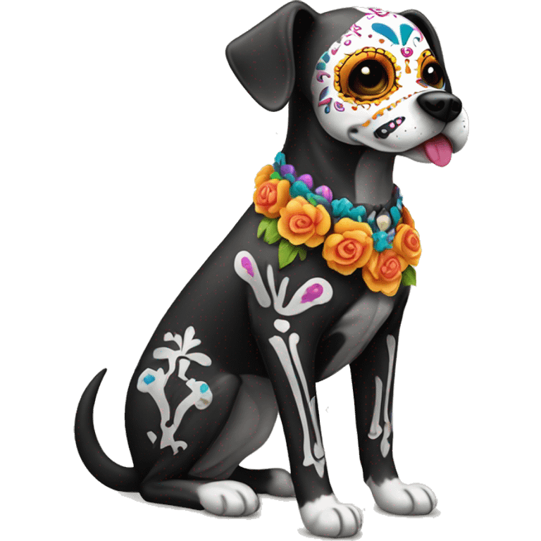 Dia De Los Muertos full body sugar skull dog emoji