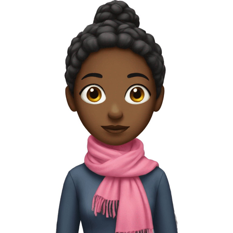 A black girl in a pink scarf emoji