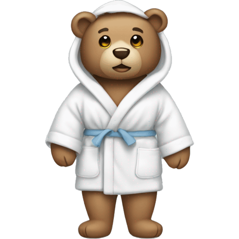 A teddy bear wearing a bath robe emoji