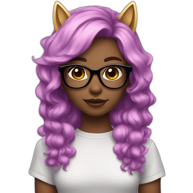 girl with cat ears, unicorn hair and dark glasess emoji