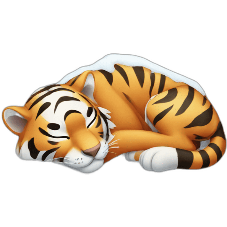 tiger sleeping in the snow emoji