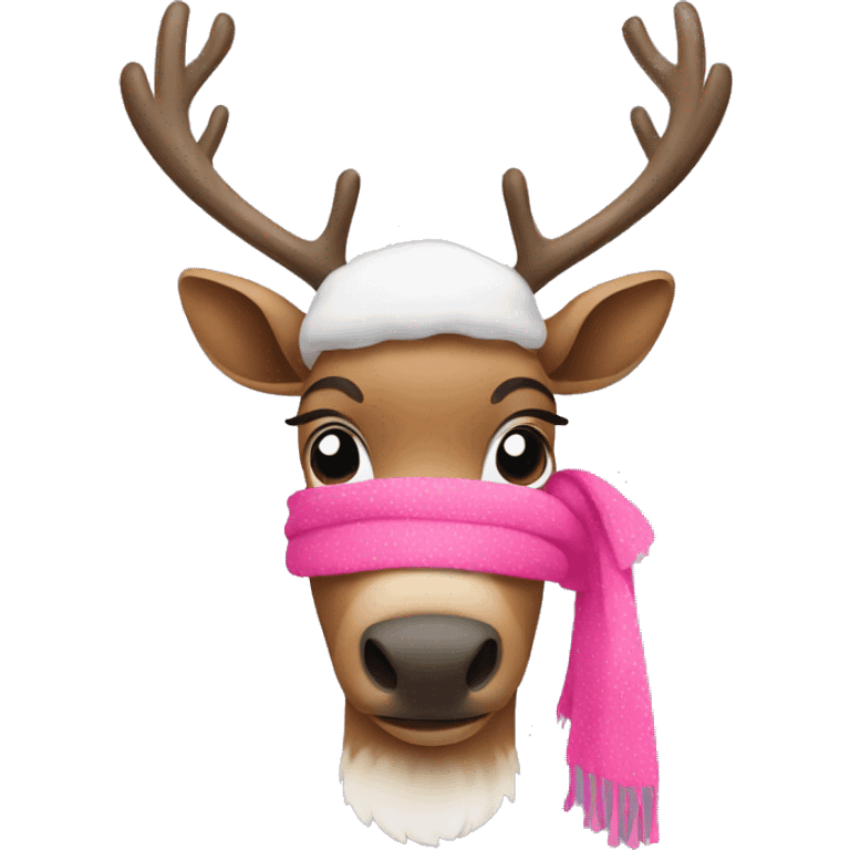 Reindeer that has a pink scarf emoji