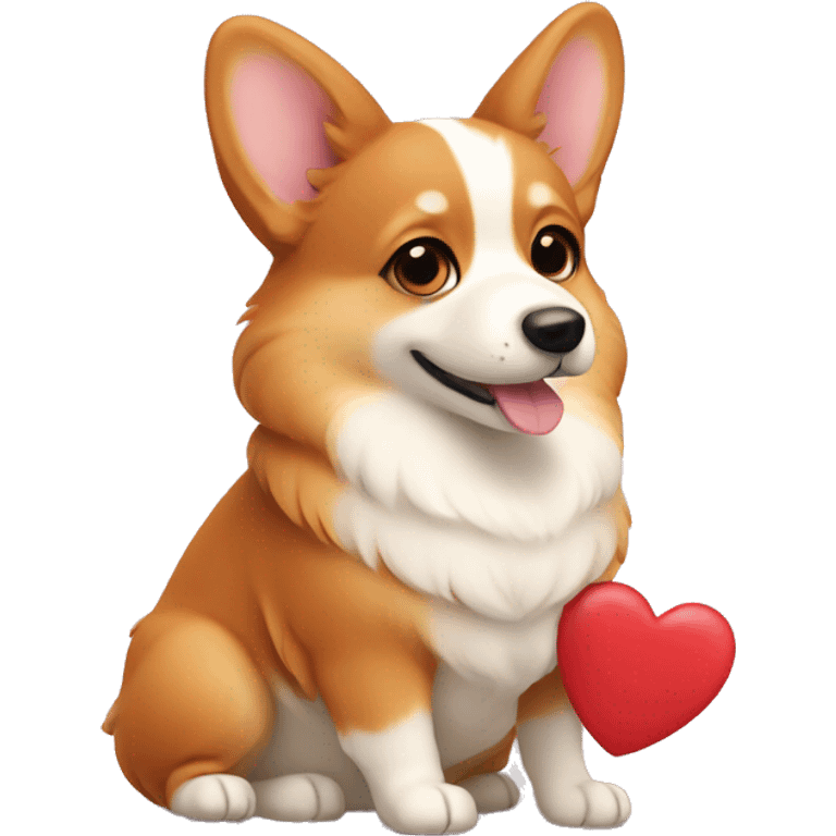 red corgi holding beige heart in paws emoji