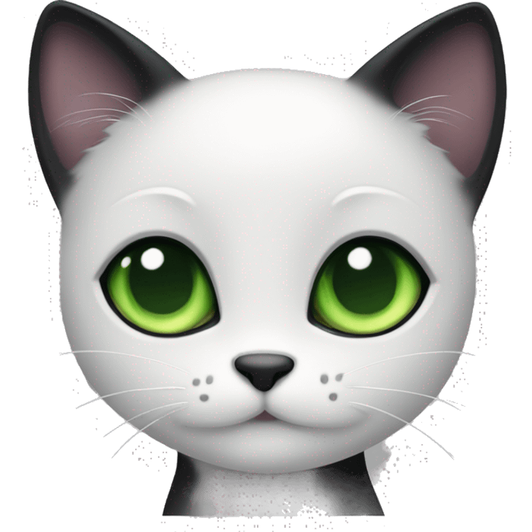 cutesy little black cat with green eyes emoji