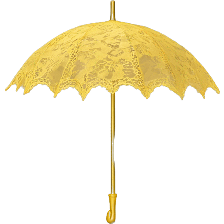 Realistic yellow lace parasol with metallic gold handle. emoji