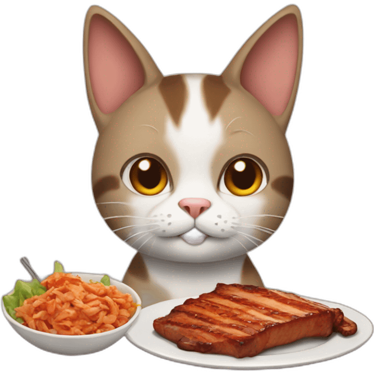 cat's new year with barbecue emoji