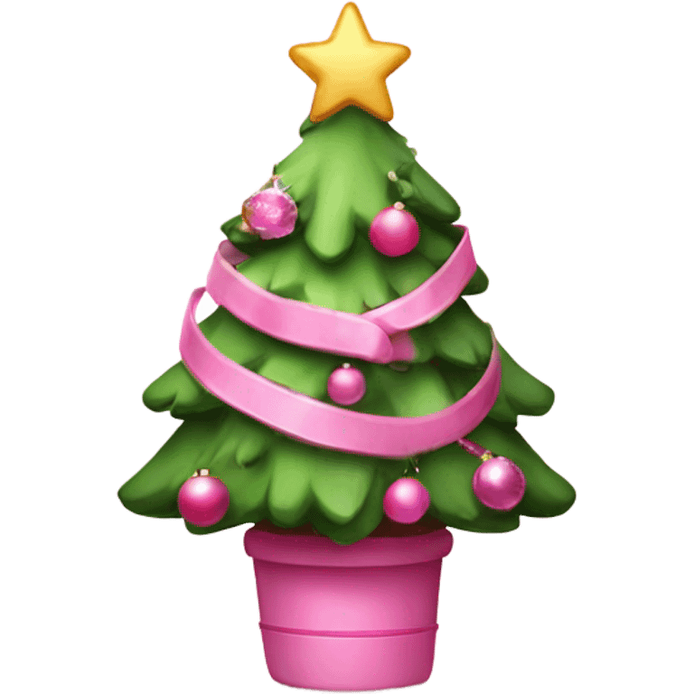 cute christmas tree with pink decor and a cute star emoji