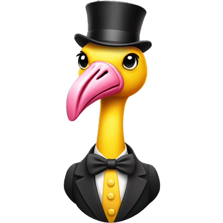 yellow flamingo wearing a top hat emoji