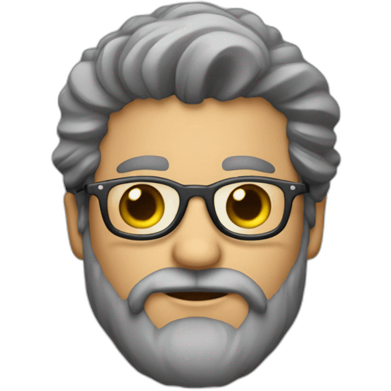 Hombre de pelo gris oscuro con barba de tres días , gafas  emoji