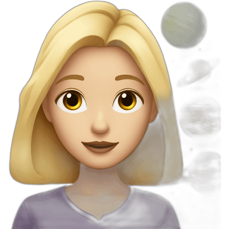 A blonde girl with planets around her emoji