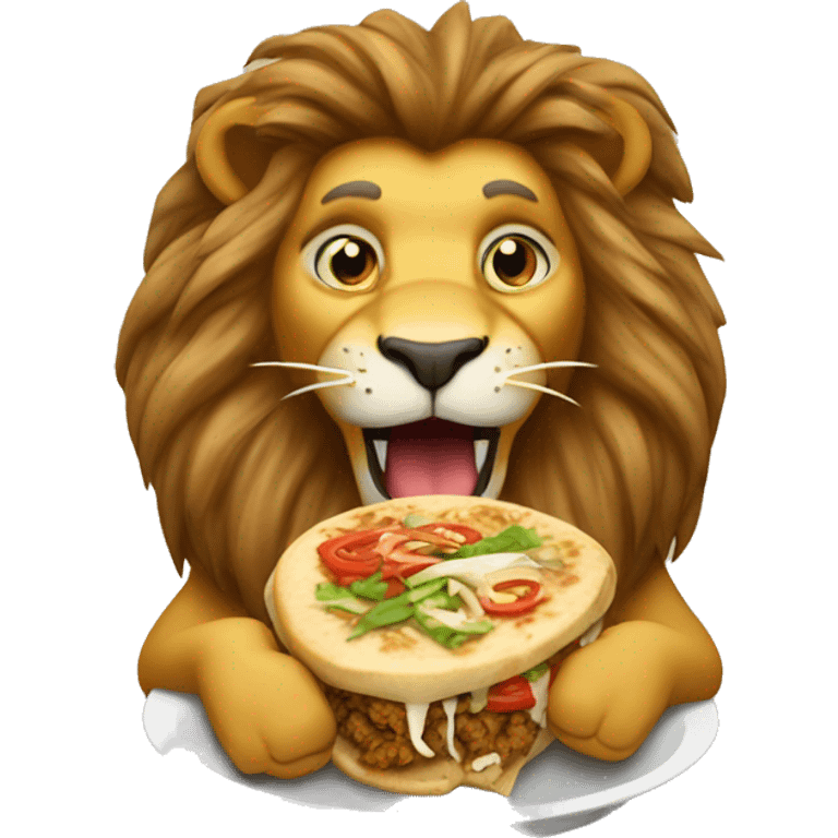 Lion eating shawarma emoji