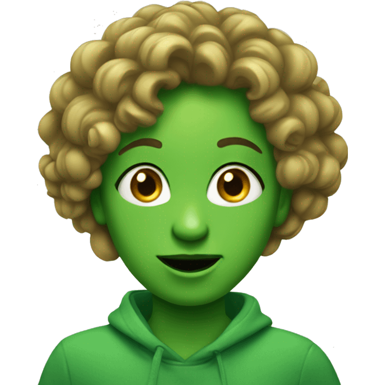 funny green face's girl emoji