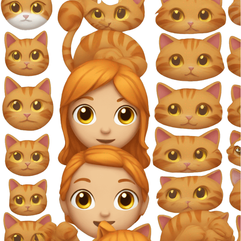 Orange cat with Brown hair girl emoji