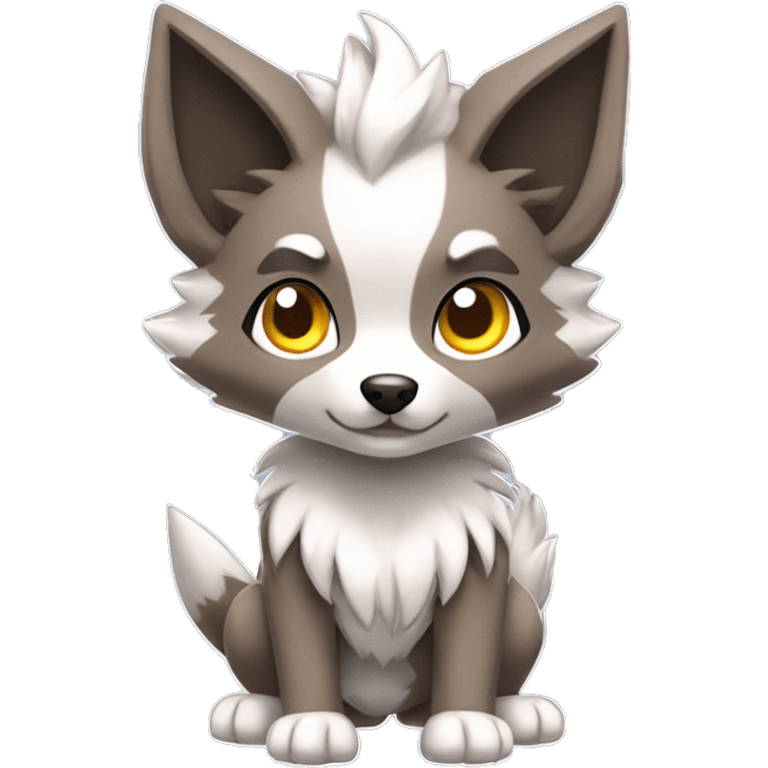 Kawaii Cool Chibi Poochyena-Rocruff-Lycanroc-Pokémon Full Body emoji