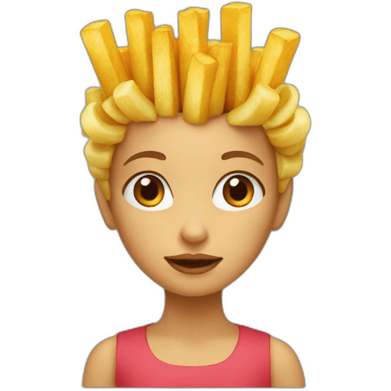 a girl with a french fries emoji