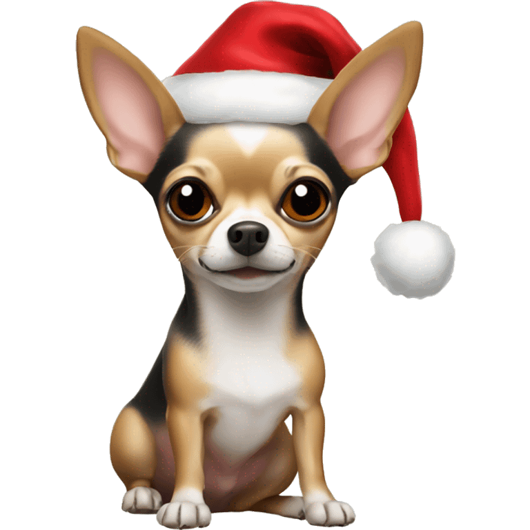 Chihuahua with Santa hat emoji