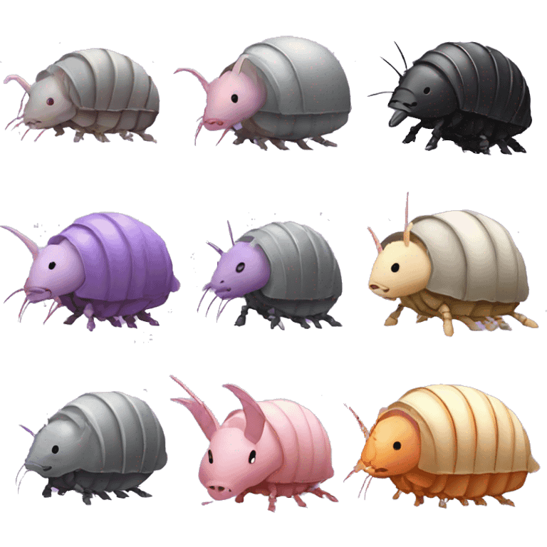 Lavender gray Pig armadillo isopod lobster shrimp pig armadillo darth Vader face emoji