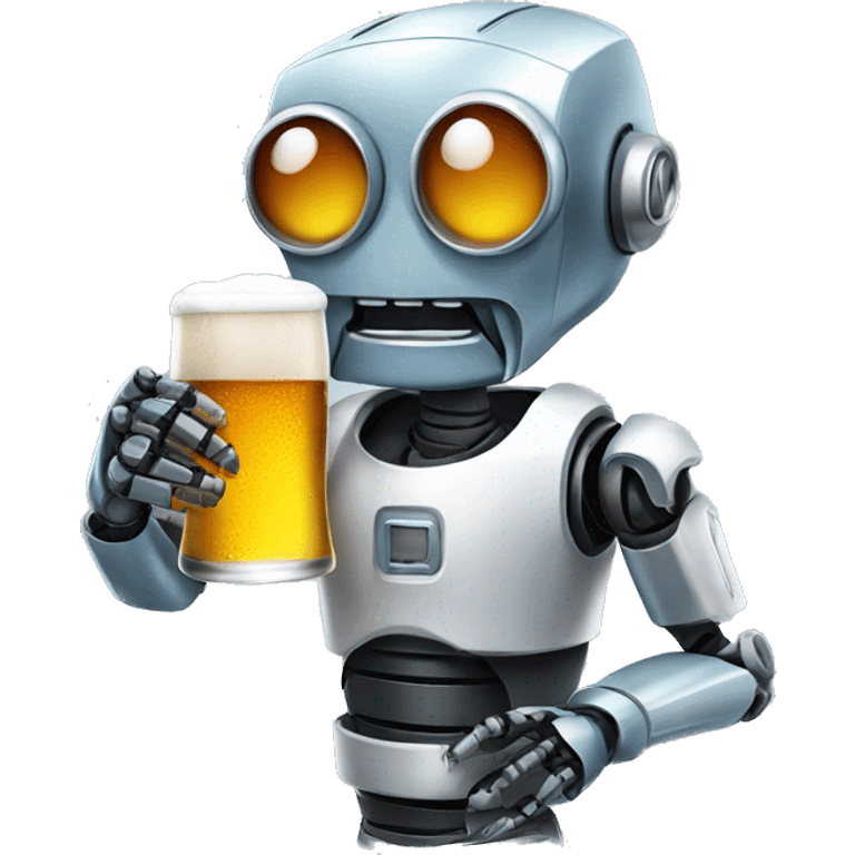 Robot drinking a beer emoji