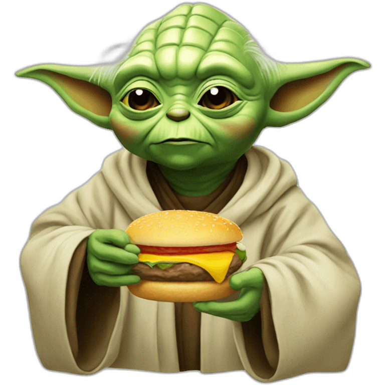 Yoda eating burgers emoji