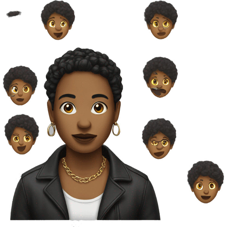 realistic portrait with black earrings emoji