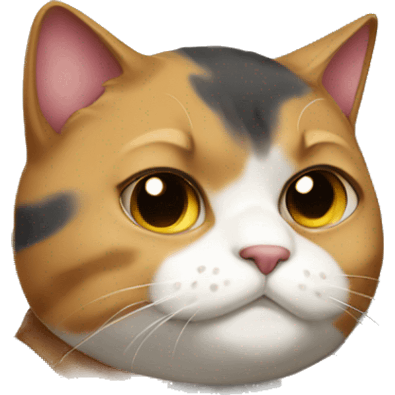 Fat calico cat with a shield  emoji