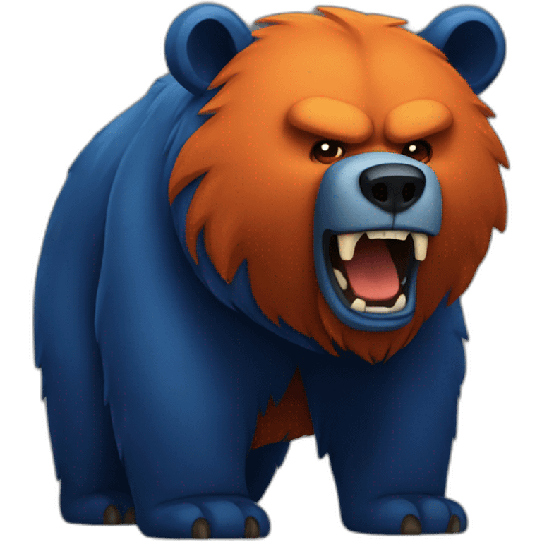 Dark Blue Orange Bear angry emoji