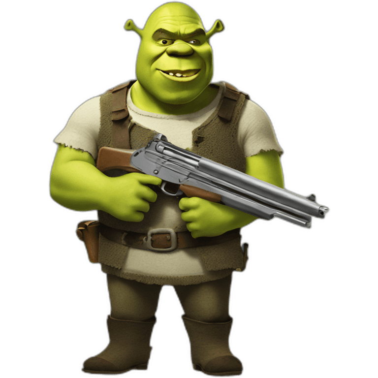 shrek with a gun emoji