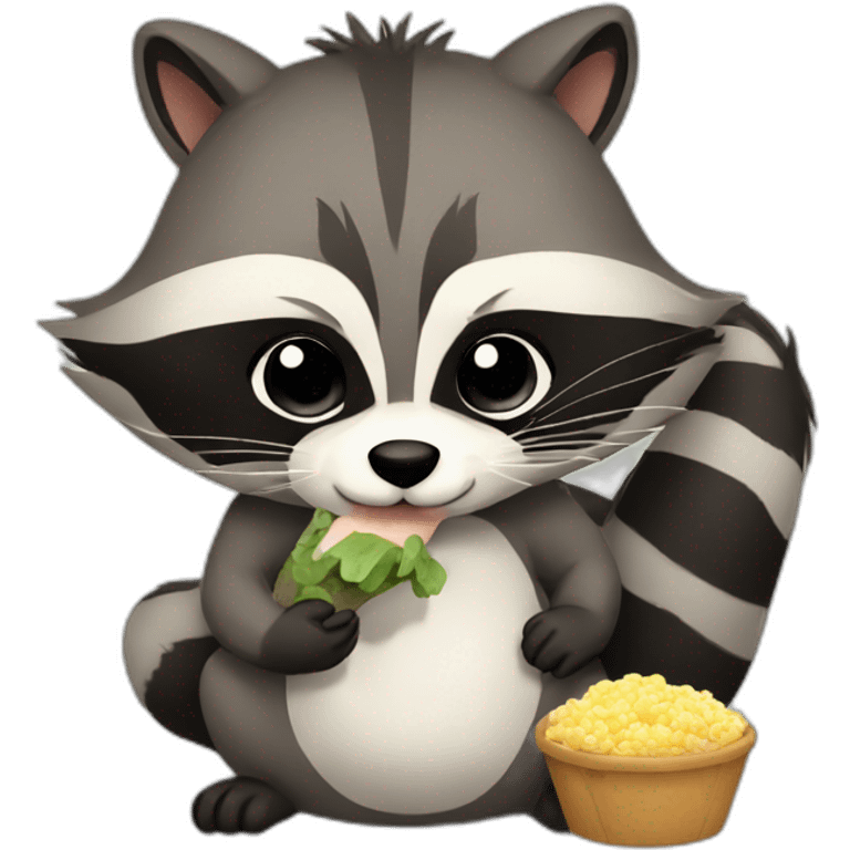 Raccoon eating bunny emoji